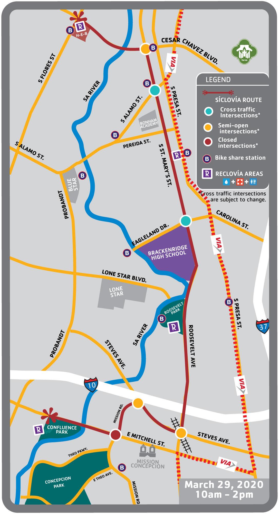 Siclovia Map/Route YMCA of Greater San Antonio