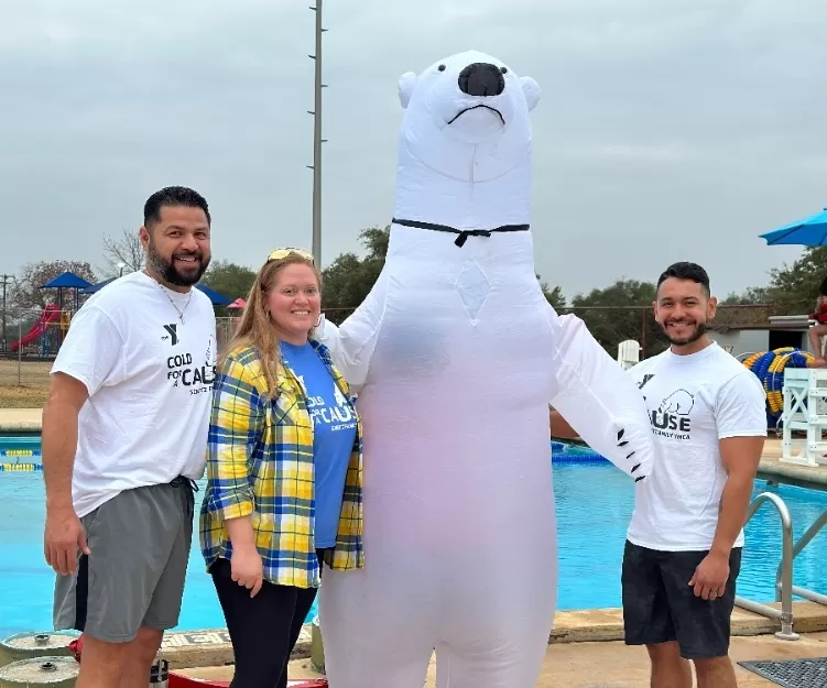 Y Staff posing for a picture at the Schertz Family YMCA Polar Bear Plunge