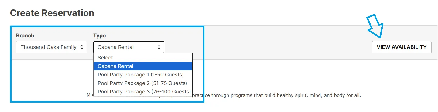 Online Reservation Step 1