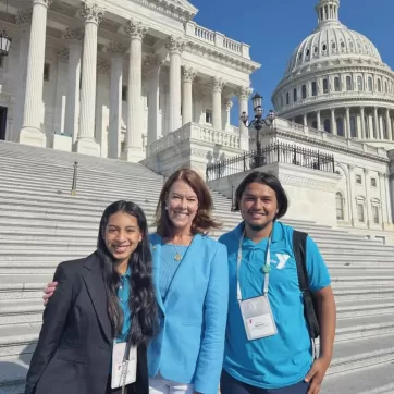 Youth and Government at the Y- Participants pose the YUSA President & CEO in front of our Nation's Capitol