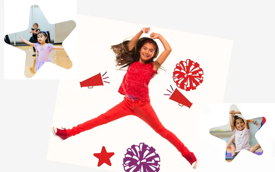 Kids dancing, learning gymnastics, and cheering at the Y